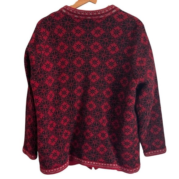 Womens 100% Wool Cardigan Sweater Fair Isle Skiing Winter Snow Whimsigoth - Picture 2 of 6